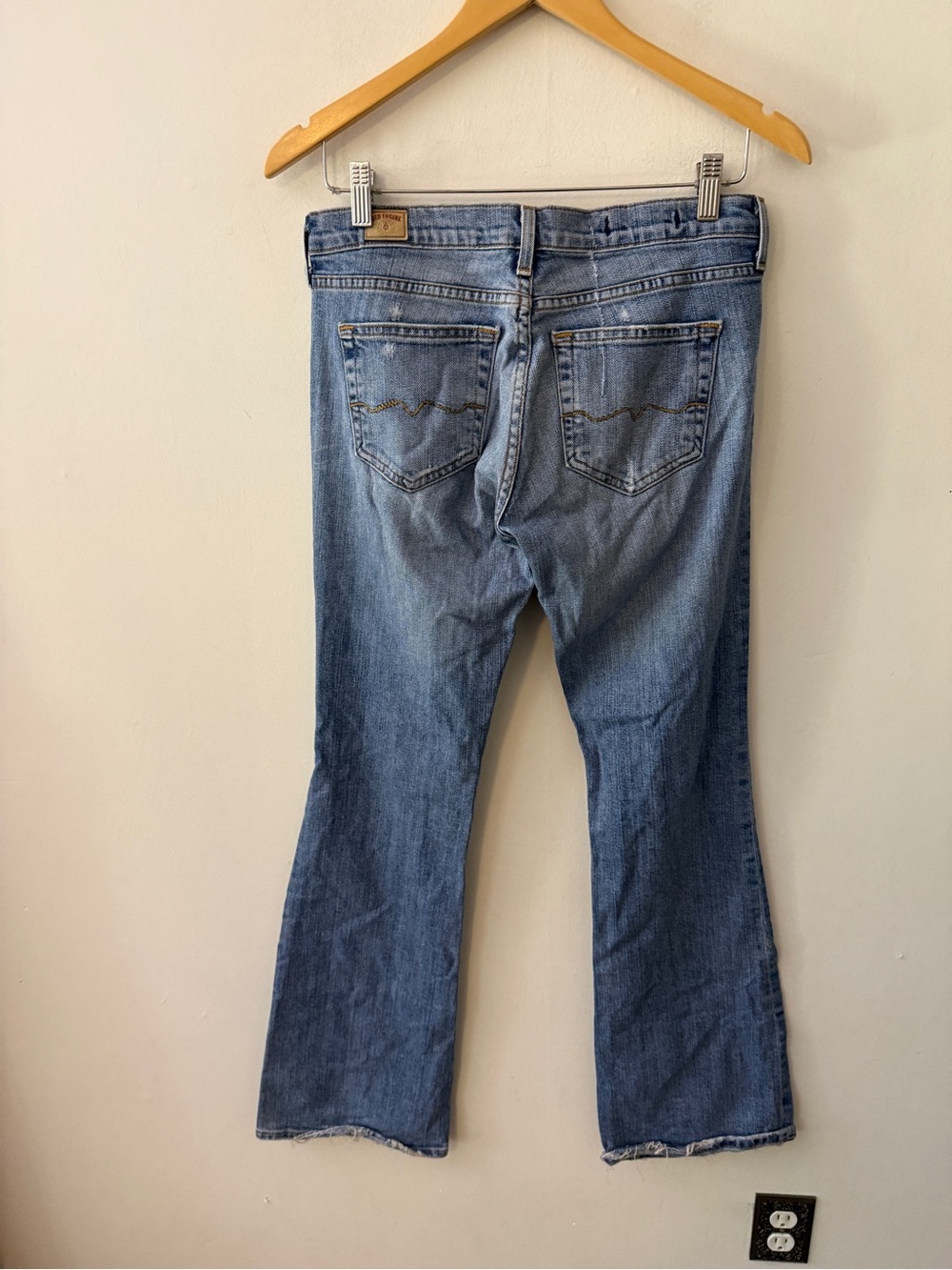 Y2K Red Engine Low Rise Light Blue Denim Jeans - Classic